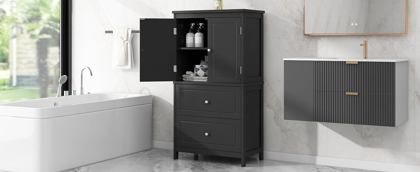 Armoire de rangement de salle de bain noire élégante avec étagère réglable