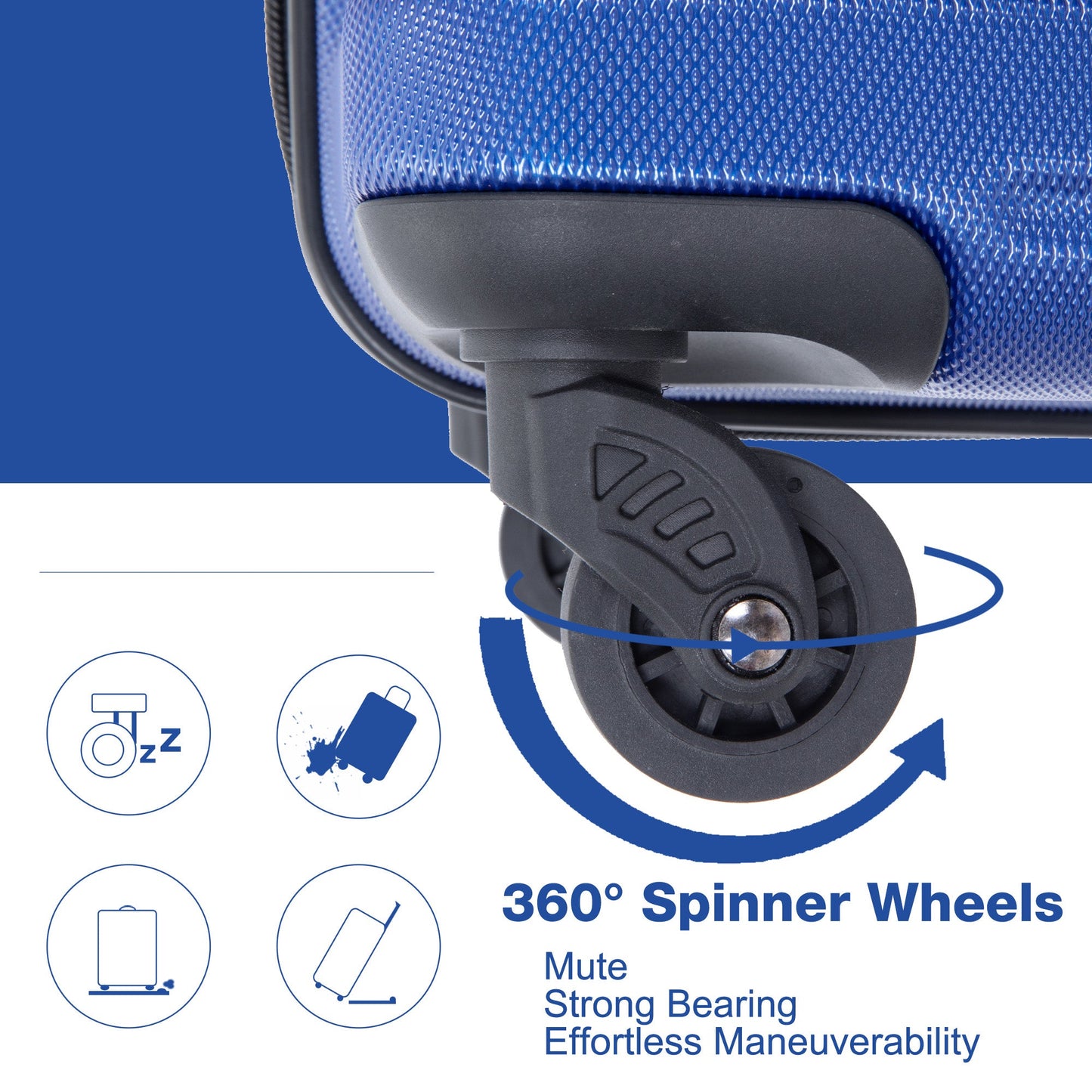 3 Piece Luggage Sets PC Lightweight & Durable Expandable Suitcase with Two Hooks, Spinner Wheels, TSA Lock, (21/25/29) Dark Blue - Korvel
