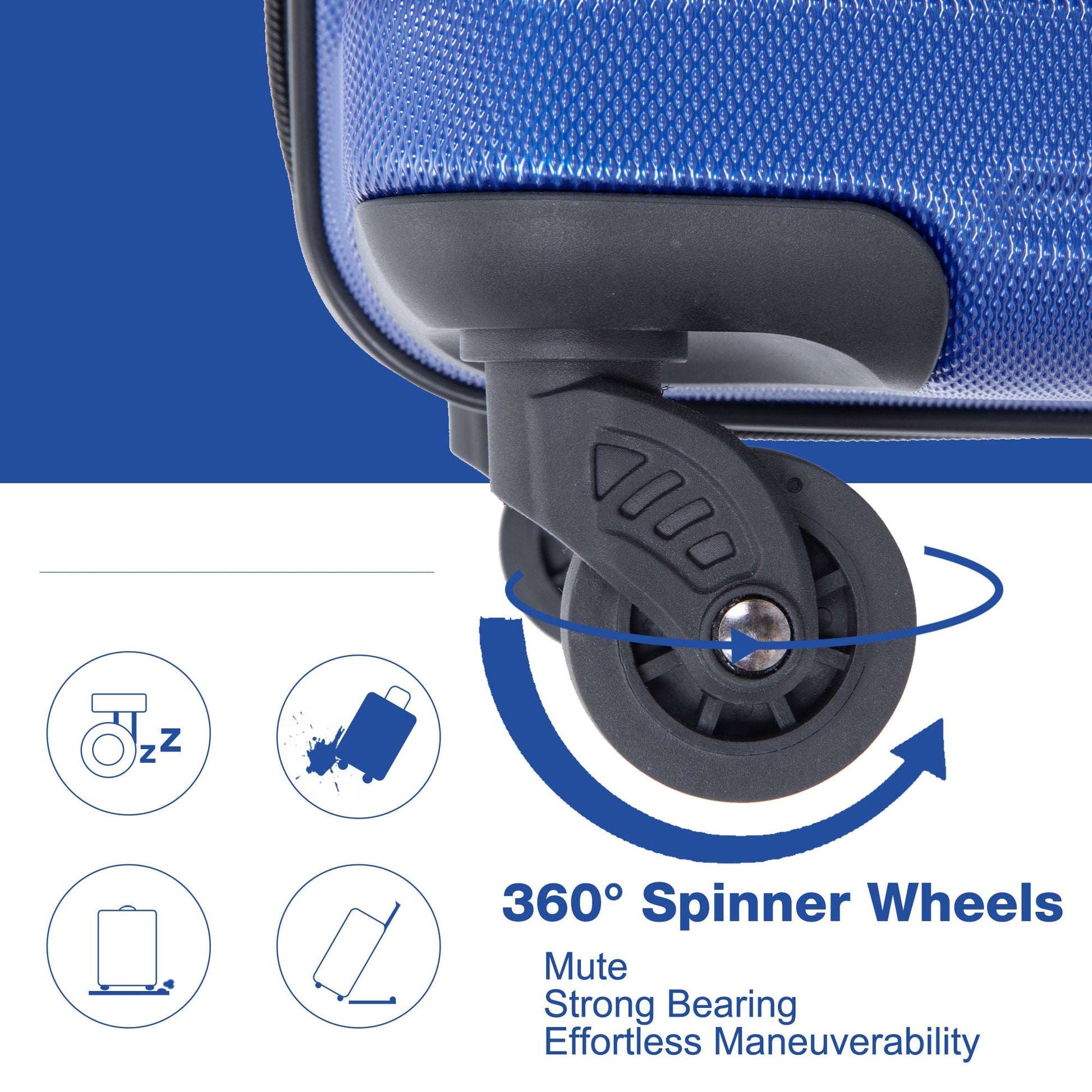 3 Piece Luggage Sets PC Lightweight & Durable Expandable Suitcase with Two Hooks, Spinner Wheels, TSA Lock, (21/25/29) Dark Blue - Korvel
