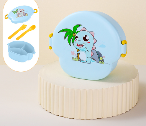 Cartoon cute microwaveable portable lunch box with buckle compartments - Korvel