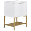 24" Bathroom Vanity with Sink, Bathroom Vanity Cabinet with Two Doors and Gold Metal Frame, Open Storage Shelf, White - Korvel