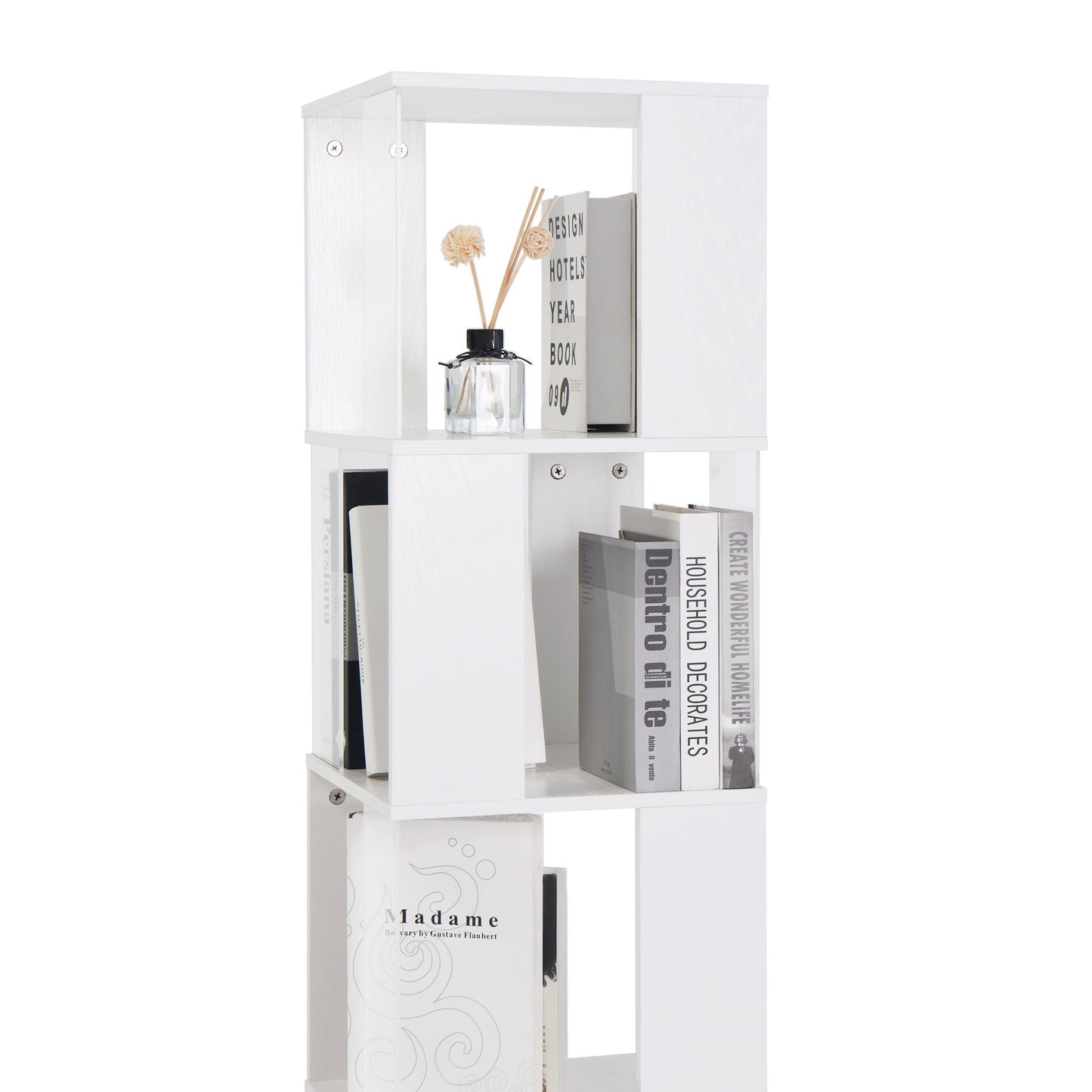 6-Layer Rotating Acrylic Bookshelf for Creative Spaces