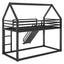 Twin over Twin House Bunk Bed with Ladder and Slide,Black - Korvel