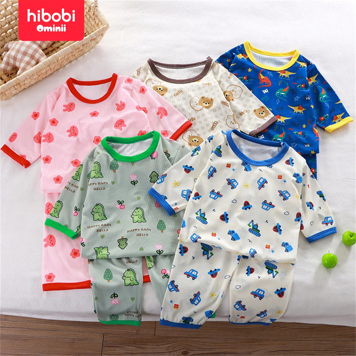 hibobi 2-Piece Children Air-Conditioning Clothing Summer Home Clothes Three-Quarter Sleeve Underwear Set Baby Pajamas Tracksuit - Korvel