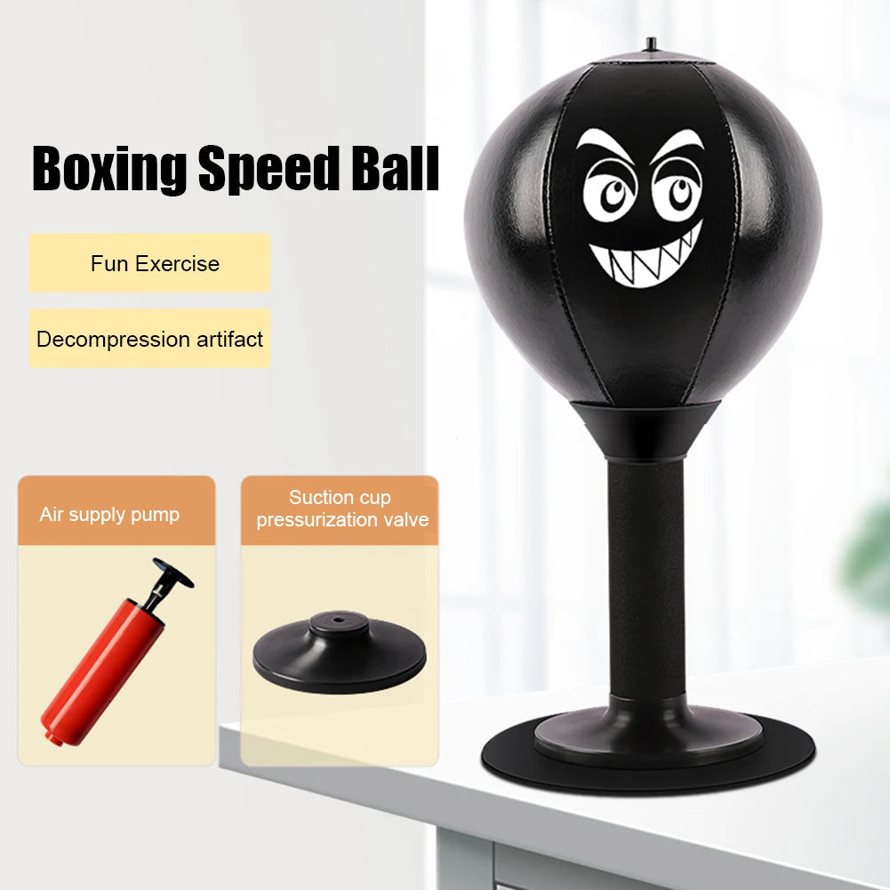 Stress Relief Punching Suction Cup Base Fighting Speed Ball Spring Foam Set Easy Installation Inflatable for Fitness Equipment - Korvel