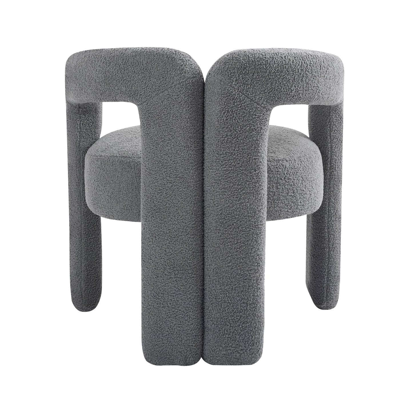 Teddy fabric modern design dining chair,open-Back ,modren kitchen armchair for Dinging Room(GREY) - Korvel