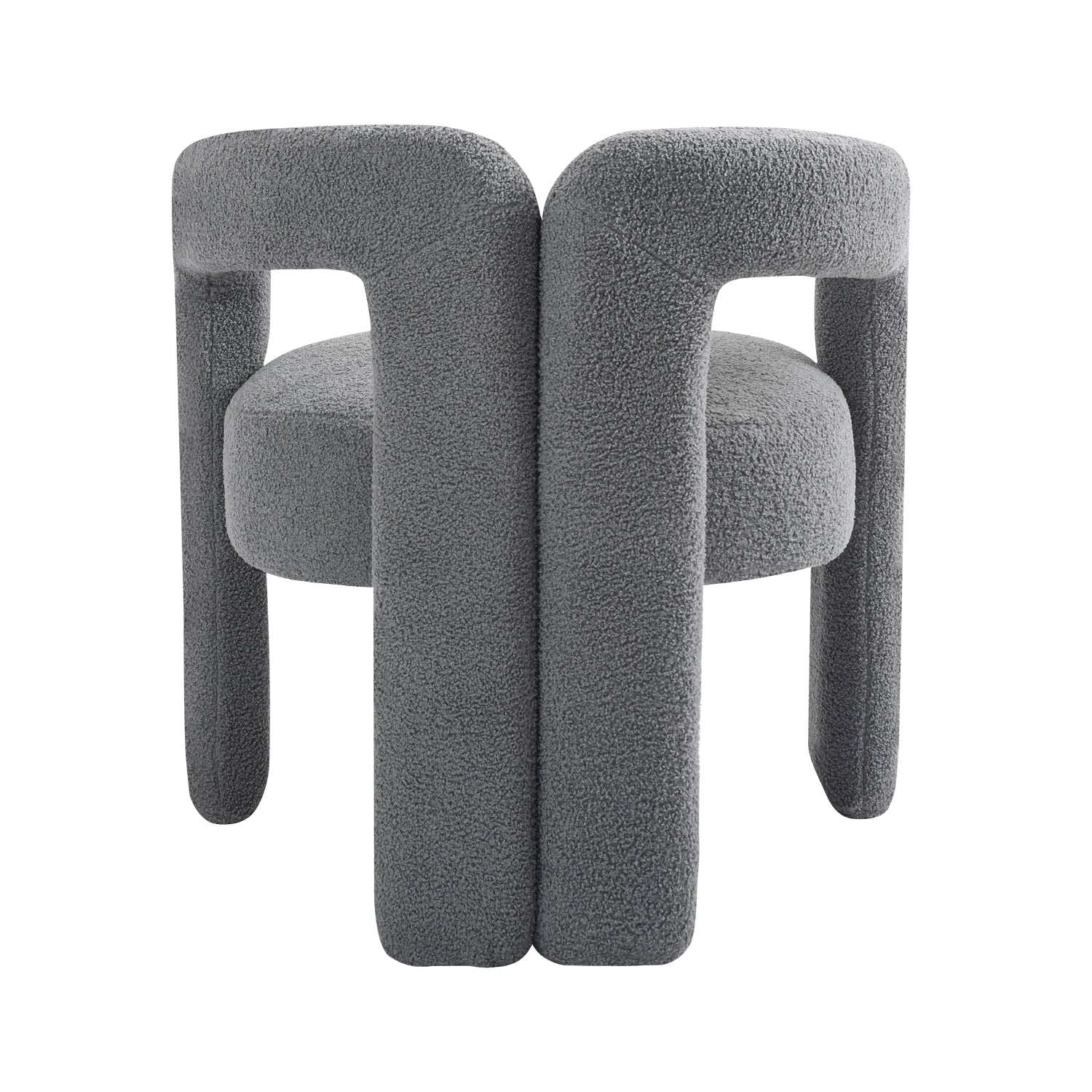 Teddy fabric modern design dining chair,open-Back ,modren kitchen armchair for Dinging Room(GREY) - Korvel