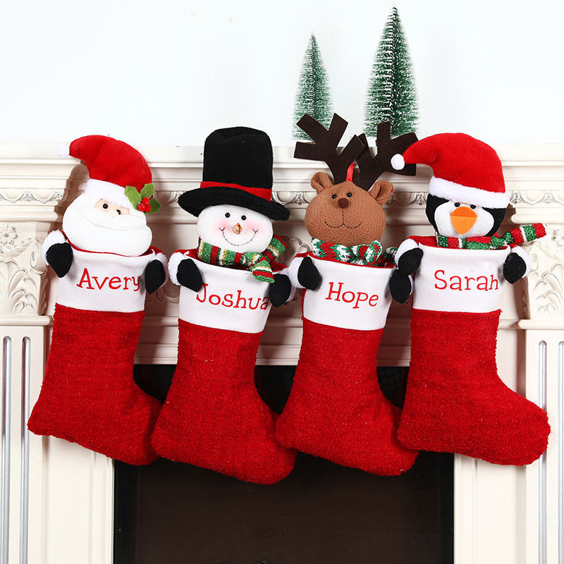 Christmas Decorations Single Head Hug Christmas Socks Gift Bag Candy Bag Christmas Eve Bedhead Pendant - Korvel