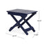 Outdoor Folding Wooden Side Table, Navy Blue, 15"D x 22.75"W x 18.25"H - Korvel