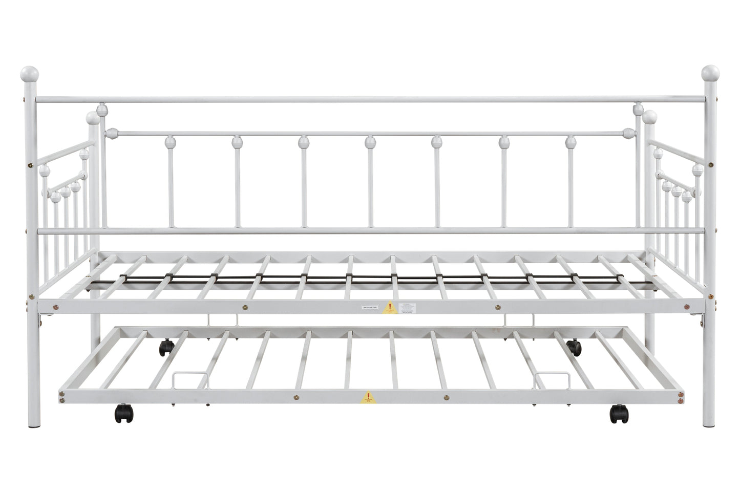 Light Grey Metal Double Bed with Trundle