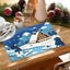 Christmas placemat white hemp Christmas scenery print home table mat living room dining table coaster - Korvel
