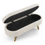 Ottoman Oval Storage Bench Rubber Wood Legs Beige(43.5"x16"x16") - Korvel