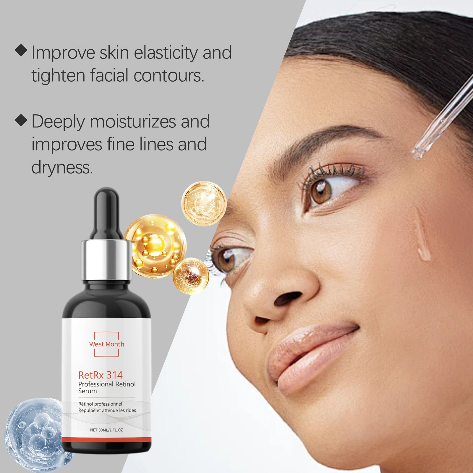 Retinol Essence Facial Skin Supple, Hydrating, Nourishing And Improving Condition Facial Essence - Korvel