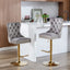 Thick gold rotating velvet bar stool with adjustable seat height of 25-33 inches and backrest (gray, set of 2 pieces) - Korvel