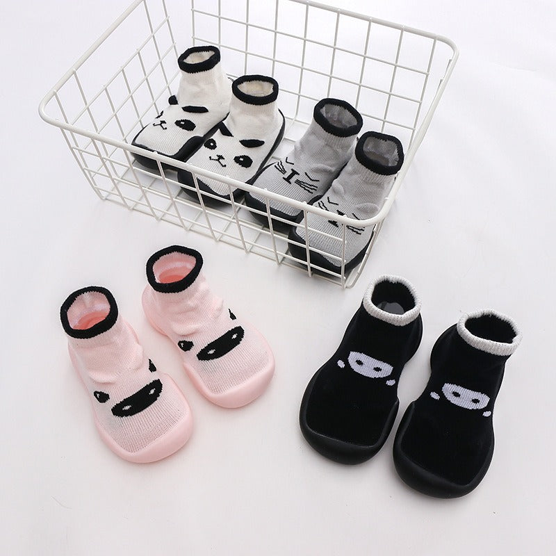 Autumn and Winter Baby Socks Silicone Anti slip Bottom Floor Socks Children's Shoes and Socks Cartoon Rainbow Strips Indoor Walking Shoes and Socks - Korvel