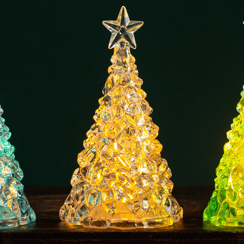 Christmas decoration mini luminous Christmas tree transparent crystal night light cross-border desktop decoration props small gifts - Korvel