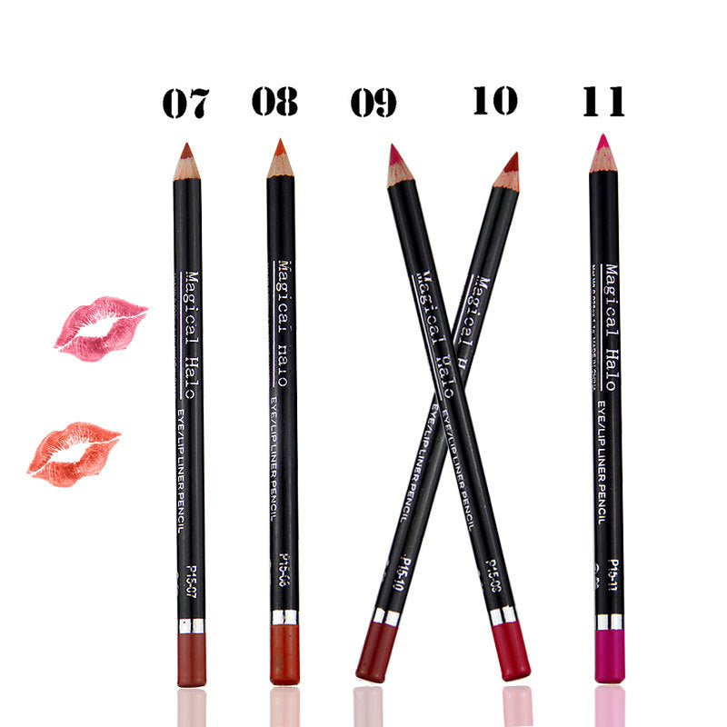 Makeup MH12 Color Mixed Waterproof Lip Liner Lip Nude Lip Pencil Lipstick Pen Set of 12 - Korvel