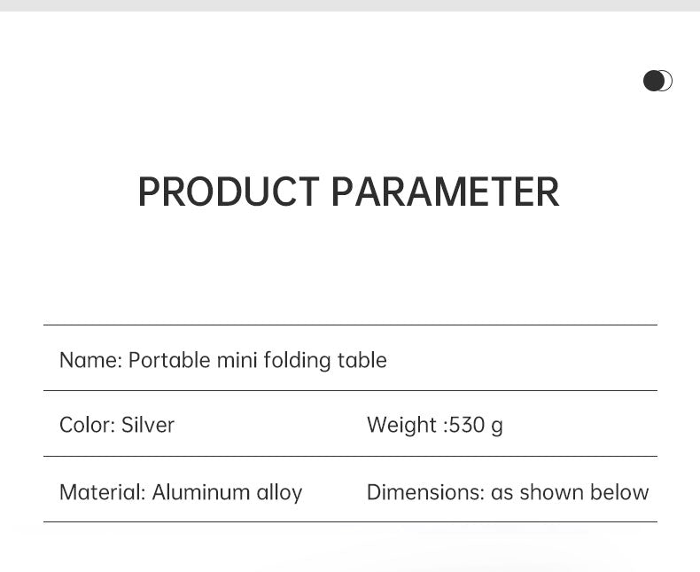 Black Lightweight Portable Folding Ultralight Roll Up Mini Aluminum Picnic Camping Table Foldable For Outdoor Hiking - Korvel