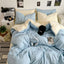 Washed Cotton Solid Color Double Spliced Four-Piece Bedding Set - Sheet, Quilt Cover, Pillowcases for Employee and Dormitory Use - Korvel