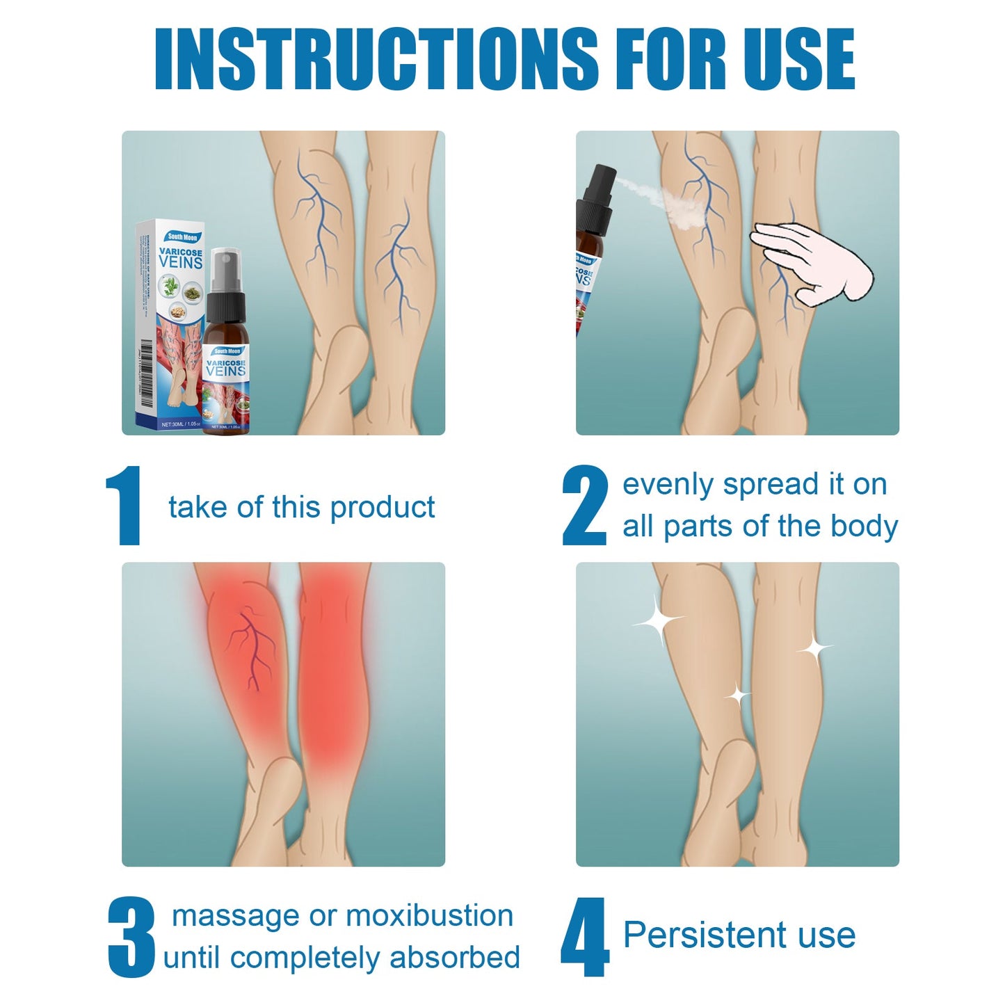 Leg Care Spray Gently Relieve Leg Discomfort, Blue Veins And Bumps Repair Daily Care - Korvel