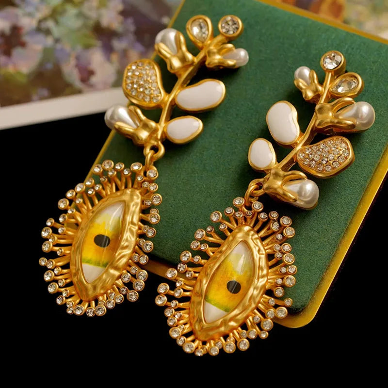 Retro Devil's Eye Nose Mouth Earrings Oil Drip for Women Jewelry Heavry Metal 2024 New Europe High Quality Eegant Gifts - Korvel