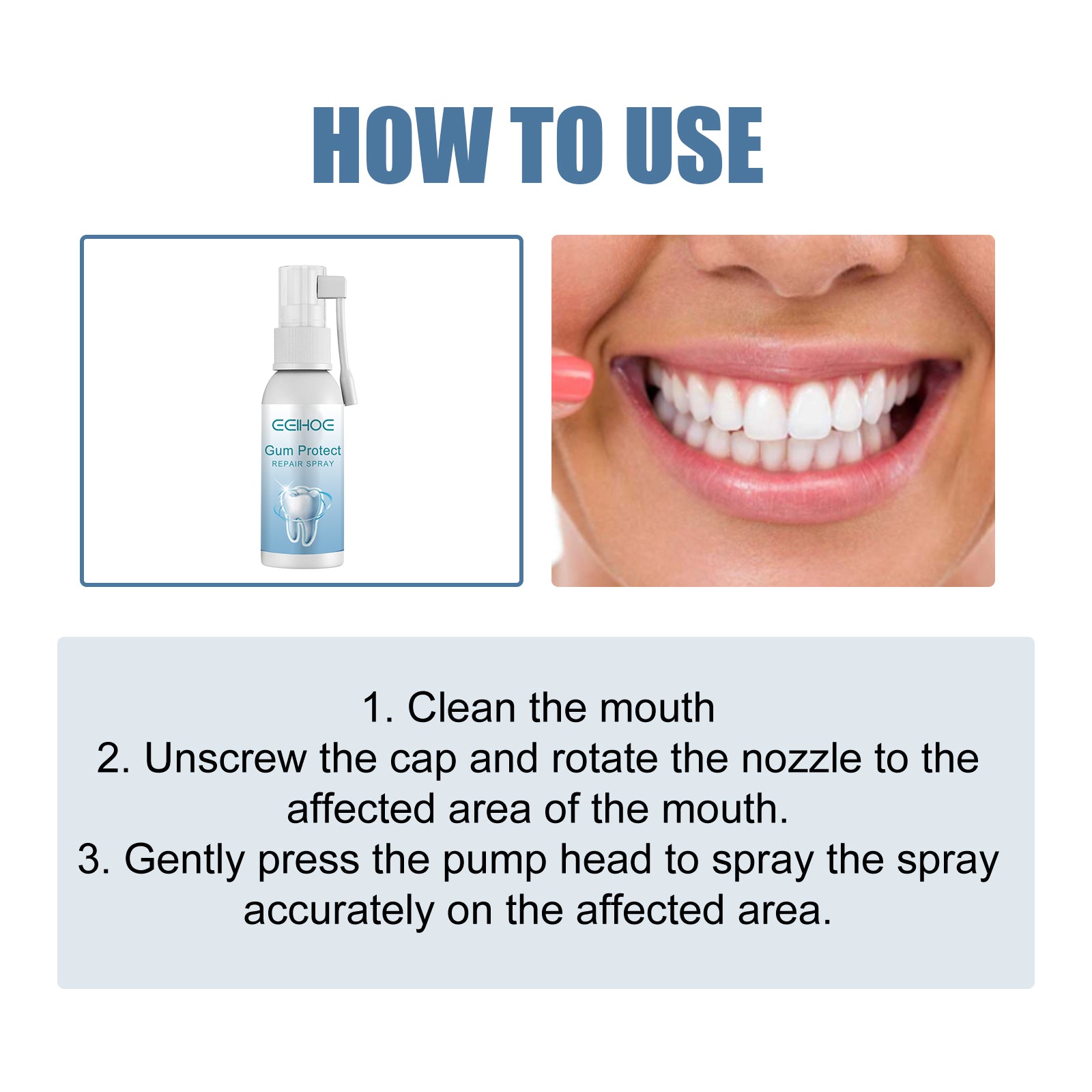 Gum Protect Repair Spray, Relieve Swelling And Pain Of Inflamed Gums Whitening Teeth Oral Cleaning Care Spray - Korvel