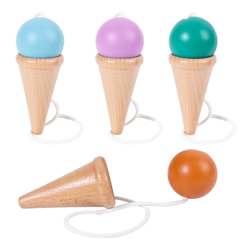 Hand eye coordination traditional toy wooden skill cup sensory integration training throwing and catching ball - Korvel