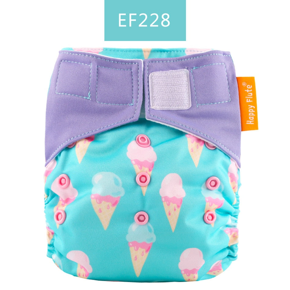 Happy Flute 1 pcs heavy wetter night AIO AI2 baby cloth diaper nappy one size fit all - Korvel