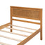 Elegant Twin Platform Bed Frame with Headboard - Oak Finish