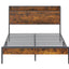Bed frame with charging station full size, Rustic Brown, 83.1'' L x 56.1'' W x 39'' H - Korvel