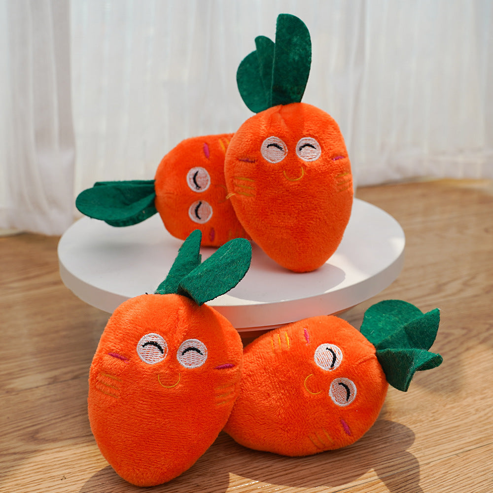 Double Bone Chicken Leg Fruit Carrot Vegetable Pet Dog Cat Plush Squeaky Durable Chew Toy Supplies - Korvel