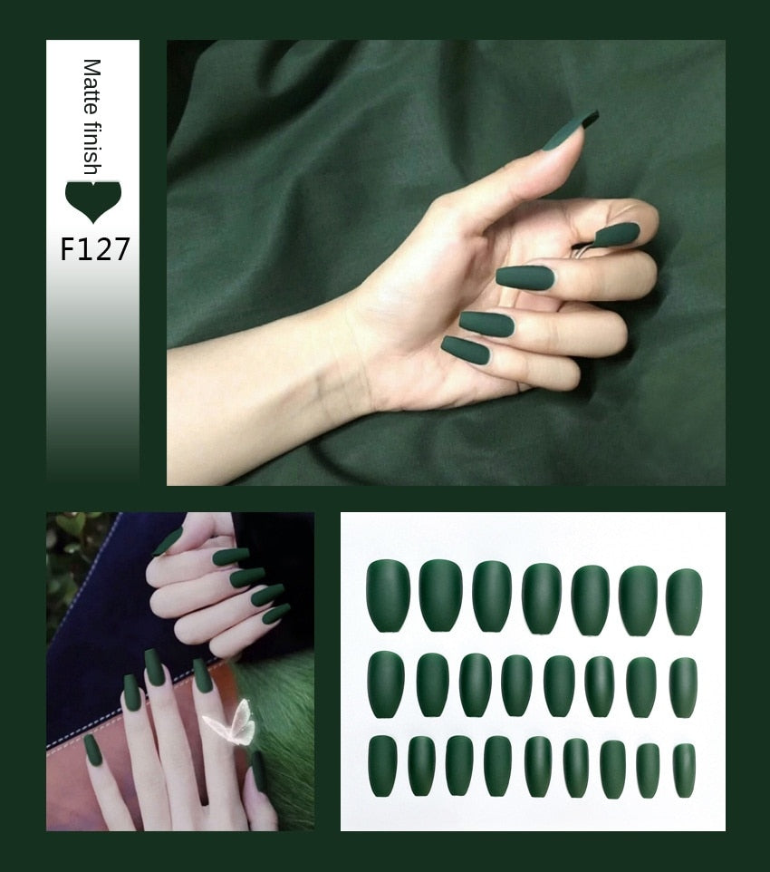 Premium Stiletto Press-On Nails with Glue - 24 Pieces
