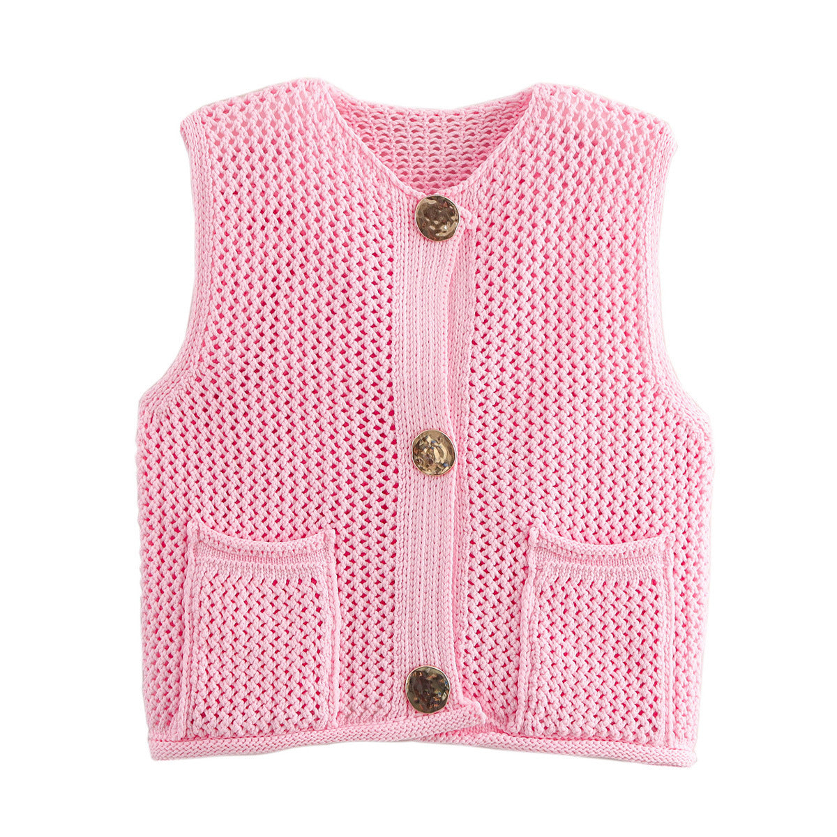 Versatile Crochet Hollow Vest in Solid Colors