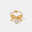 Elegant Stainless Steel Pearl Bow Ring