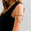 Sweet and Cool Gothic Cross Crystal Chain Multi layer Open Arm Bracelet Hand Ornament Leg Chain - Korvel