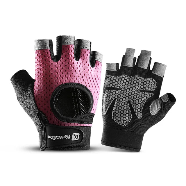Outdoor sports fitness gloves anti slip and wear-resistant silicone half finger exposed riding gloves - Korvel