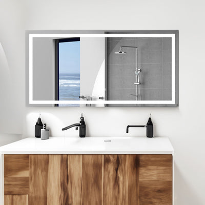 LED Bathroom Mirror 72x36 Inch with Anti-Fog and Dimming Features
