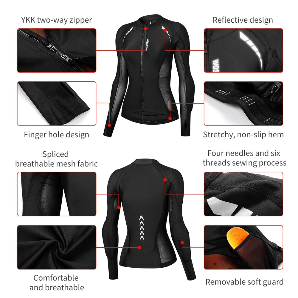 WOSAWE Women Motorcycle Jacket Body Armor CE Certified Summer Downhill Motocross Riding Clothing Protection Racing Reflective - Korvel