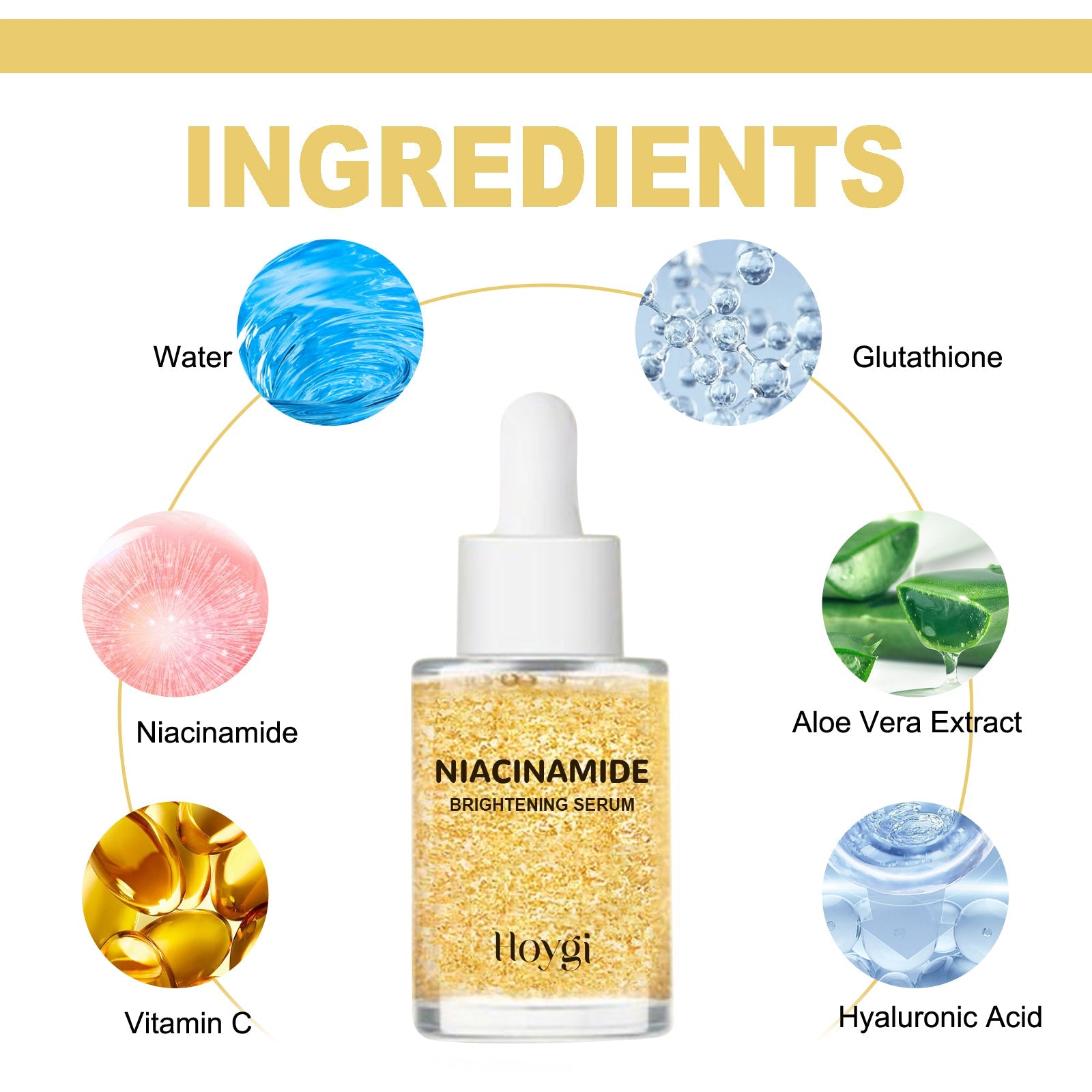 HOYGI Niacinamide Brightening Serum, Lightening Spots And Fine Lines Brightening Skin Hydrating Moisturizing Facial Treatment - Korvel