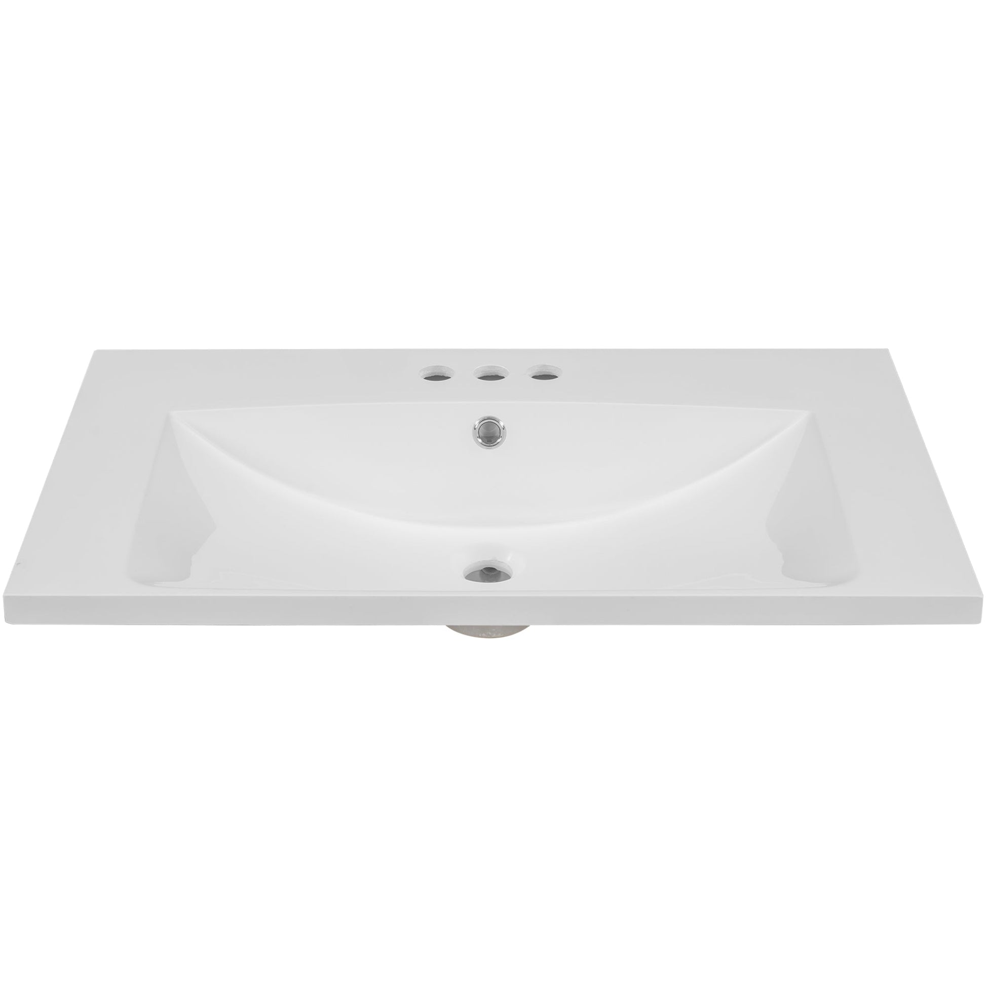 30" Single Bathroom Vanity Top with White Basin, 3-Faucet Holes, Ceramic, White - Korvel