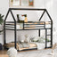 Twin over Twin House Bunk Bed with Built-in Ladder - Black