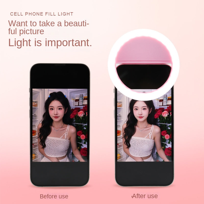RK-12 Mobile Phone Fill Light Wholesale Live Beauty Selfie Lighting Round Flash Charging LED Fill Light - Korvel