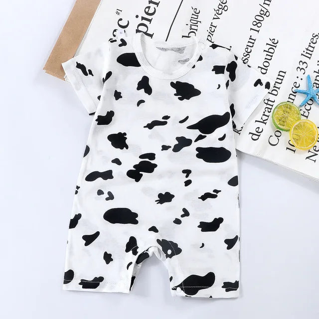 Cotton Newborn Baby Cartoon Short Sleeve Knitted Romper Boy Girl Summer Clothes Bebe Thin Pajamas One Pieces Bodysuit 0-24M - Korvel