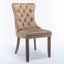 High-end Tufted Solid Wood Contemporary Velvet Upholstered Dining Chair with Wood Legs Nailhead Trim 2-Pcs Set Khaki - Korvel