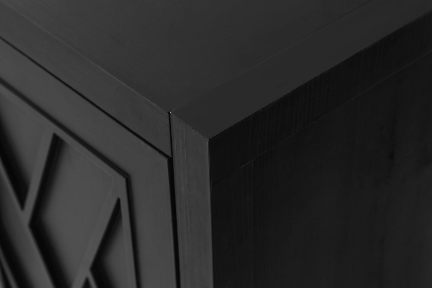 4 Door Wooden Twill Sideboard - Vintage Black & Dark Walnut