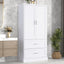 Tall Bathroom Storage Cabinet, Cabinet with Two Doors and Drawers, Adjustable Shelf, MDF Board, White - Korvel