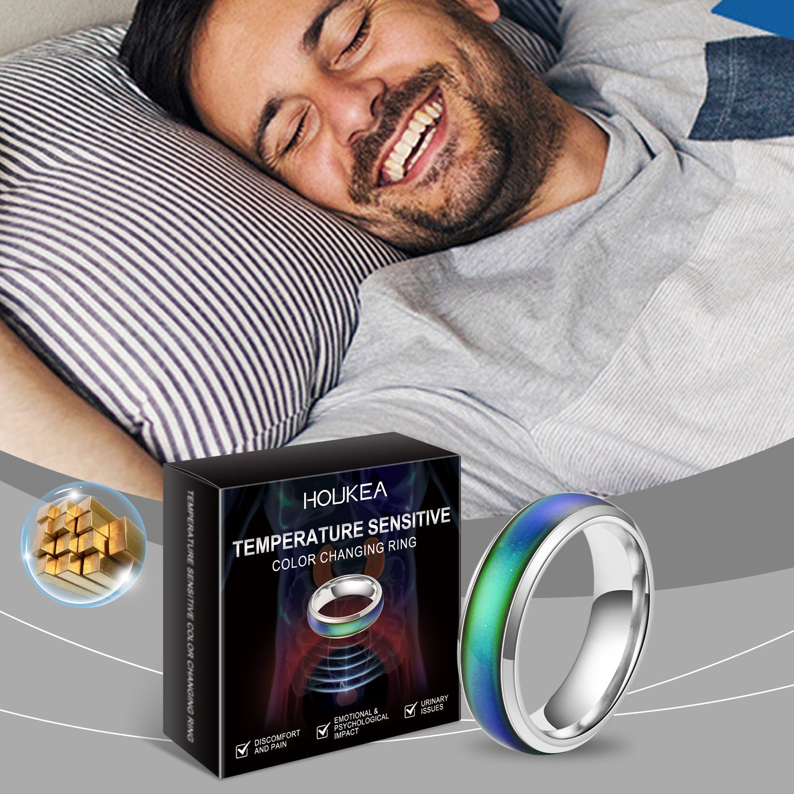 Color Changing Ring Everyday Portable Stylish Elegant Accessory Men's Body Care Ring - Korvel