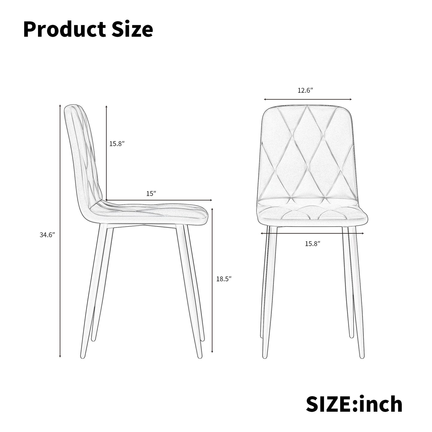 Dining Chairs Set of 4, Modern Kitchen Dining Room Chairs, PU Dining Chair Upholstered Cushion Seat and Sturdy Metal Legs - Korvel