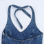 Mono de mezclilla halter chic para mujeres