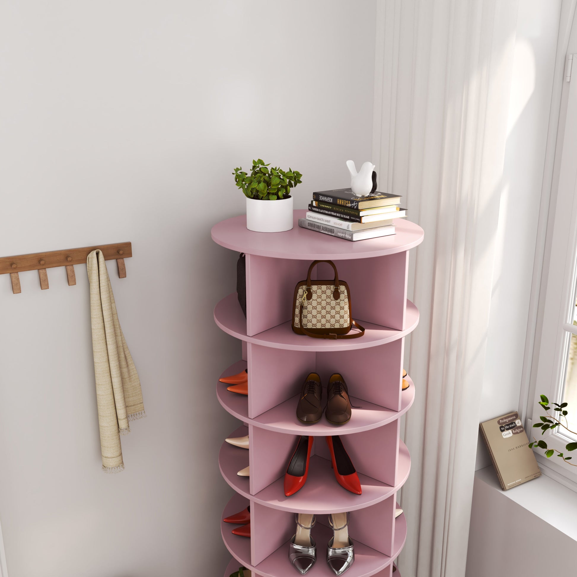 Pink 360 Rotating shoe cabinet 6 layers - Korvel